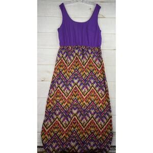 Love Reign Maxi Sun Dress 2XL Purple Aztec Abstract Print Sleeveless Boho Beach